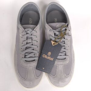 OLUKAI PUNINI New Gray Suede LEATHER Mesh‎ Sneakers Casual Comfort Men's 10 Ash